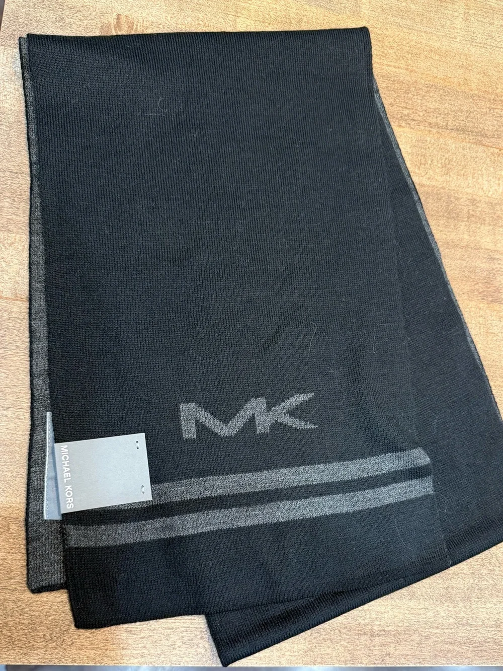 Michael Kors Black Logo Knit Scarf